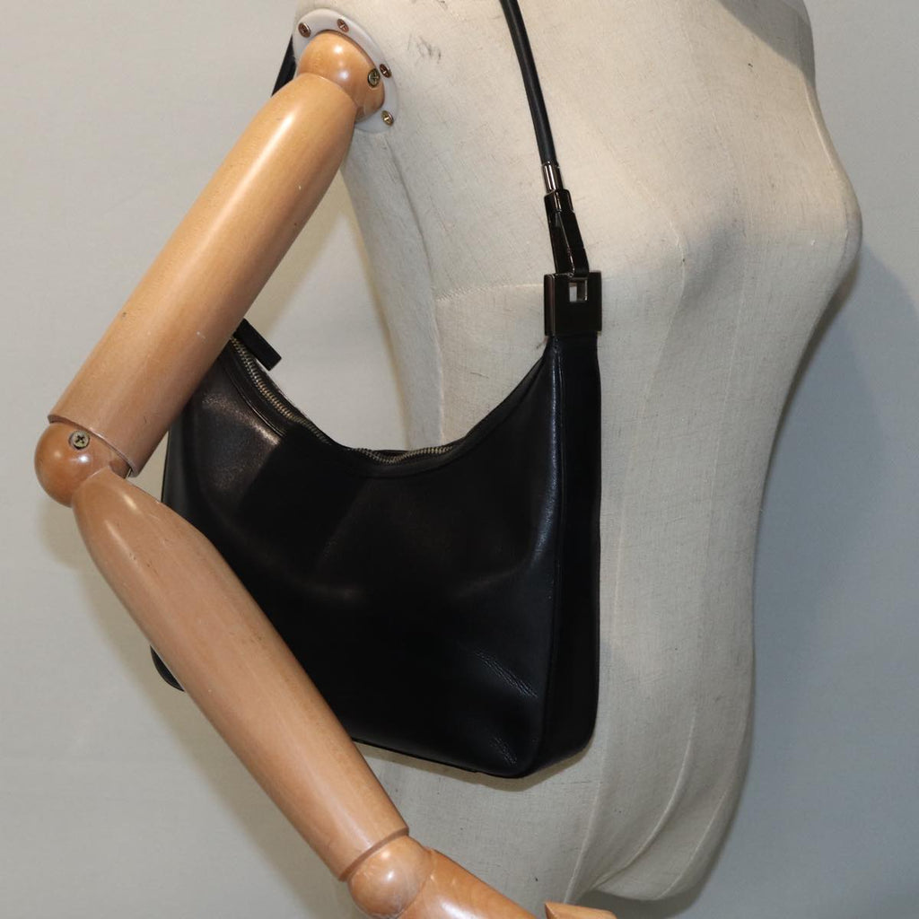 GUCCI Shoulder Bag Leather Black Silver 001 3812 90353