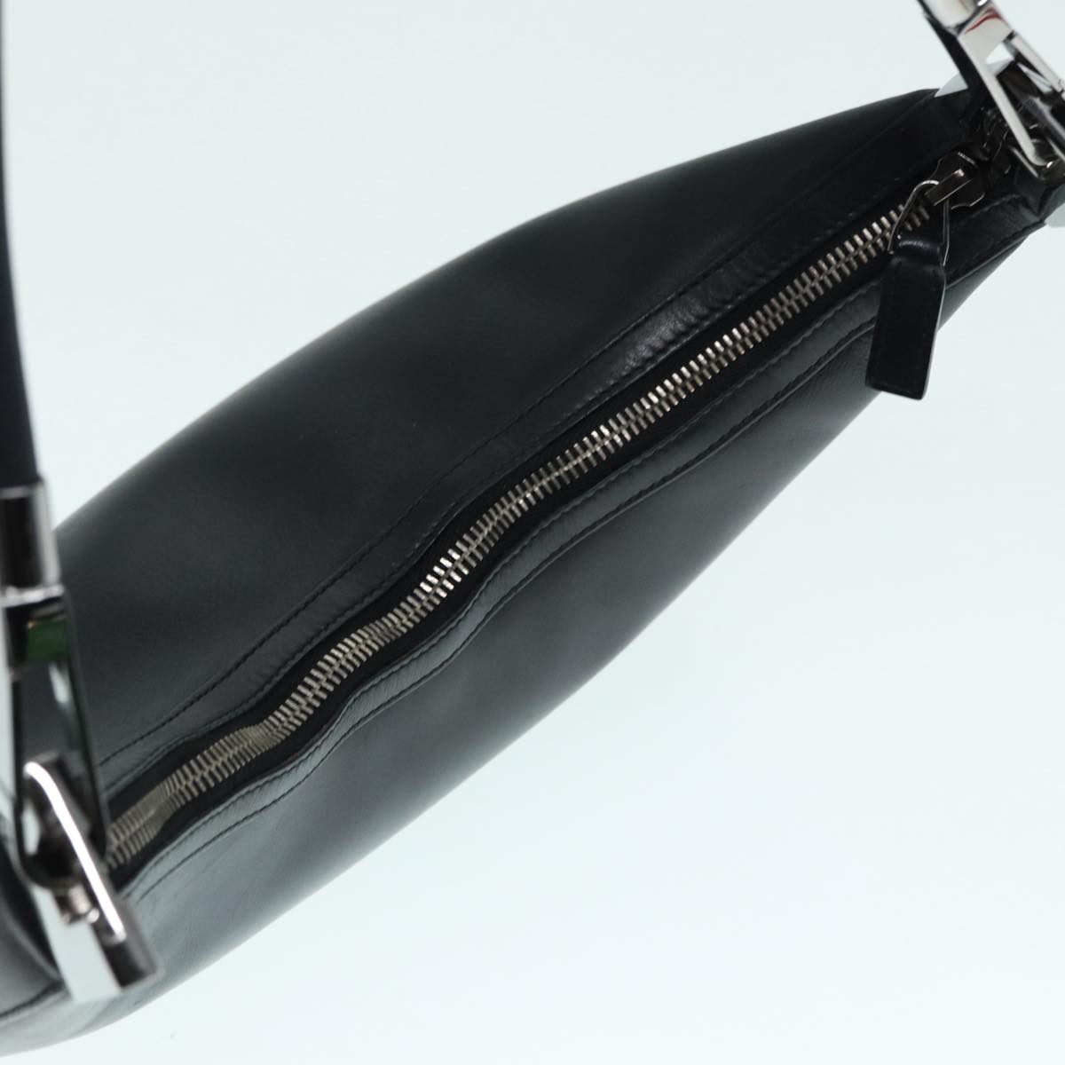 GUCCI Shoulder Bag Leather Black Silver 001 3812 90353