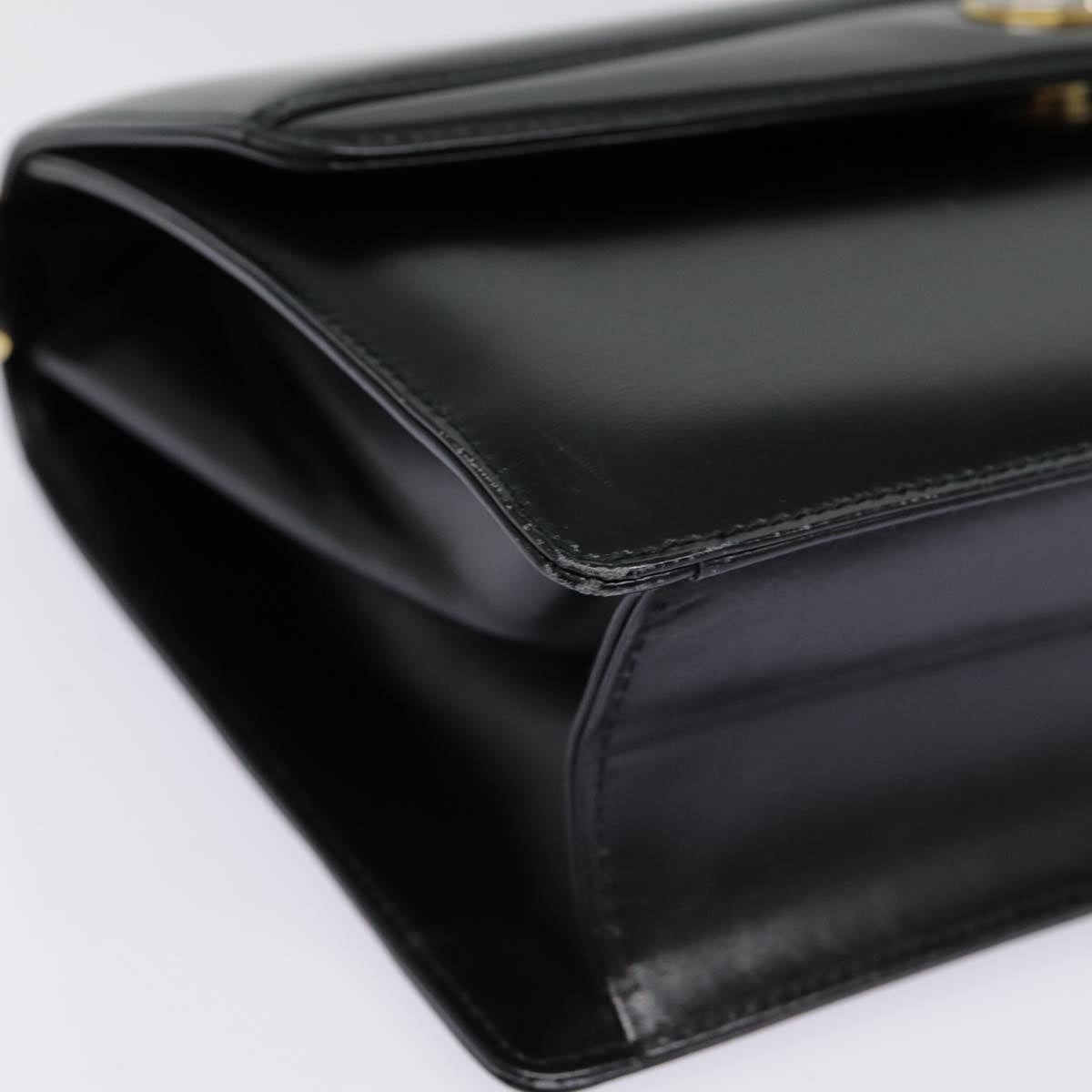 GUCCI Shoulder Bag Leather Black Gold 90362
