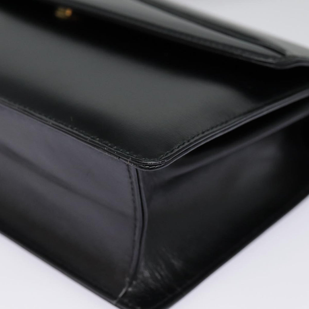 GUCCI Shoulder Bag Leather Black Gold 90362