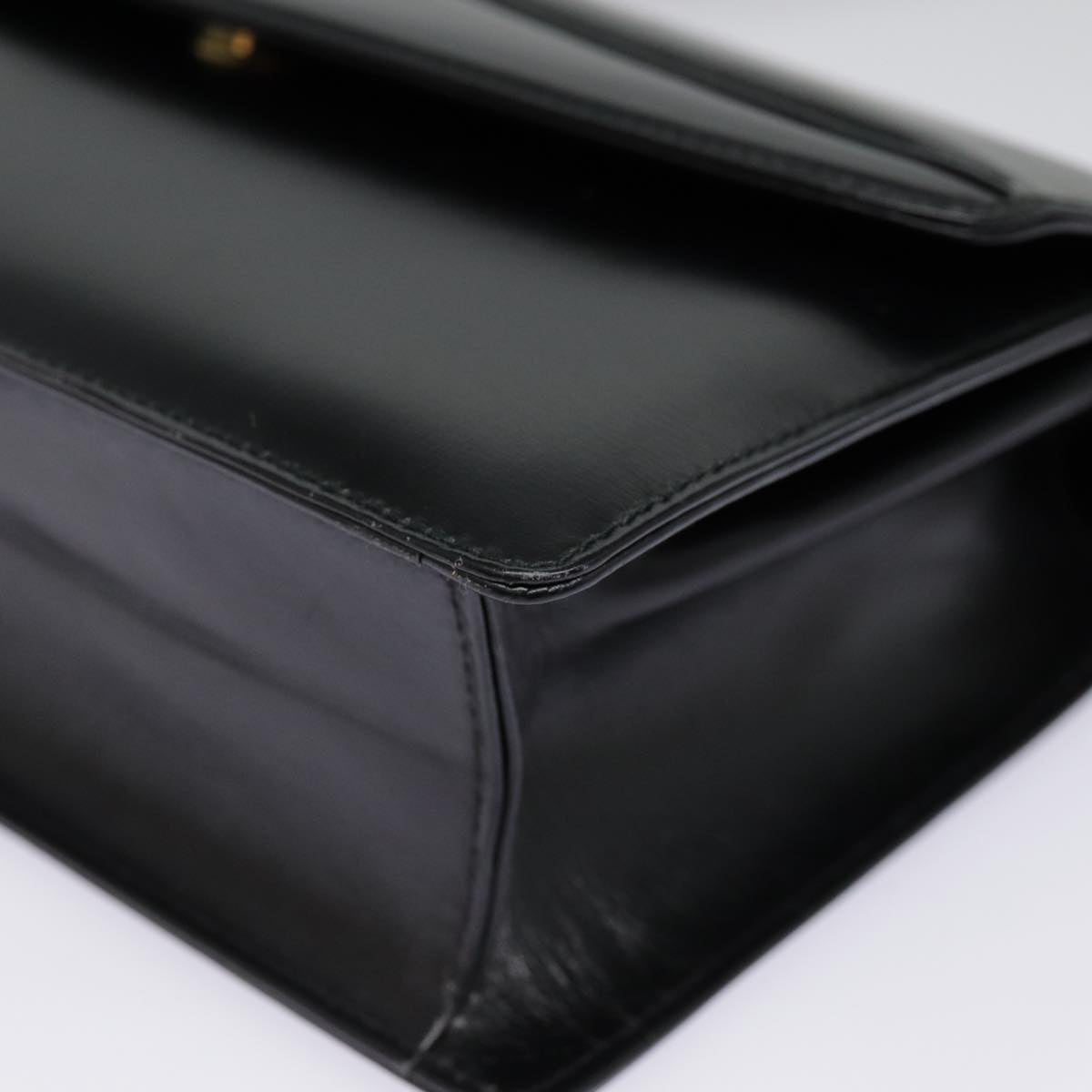 GUCCI Shoulder Bag Leather Black Gold 90362