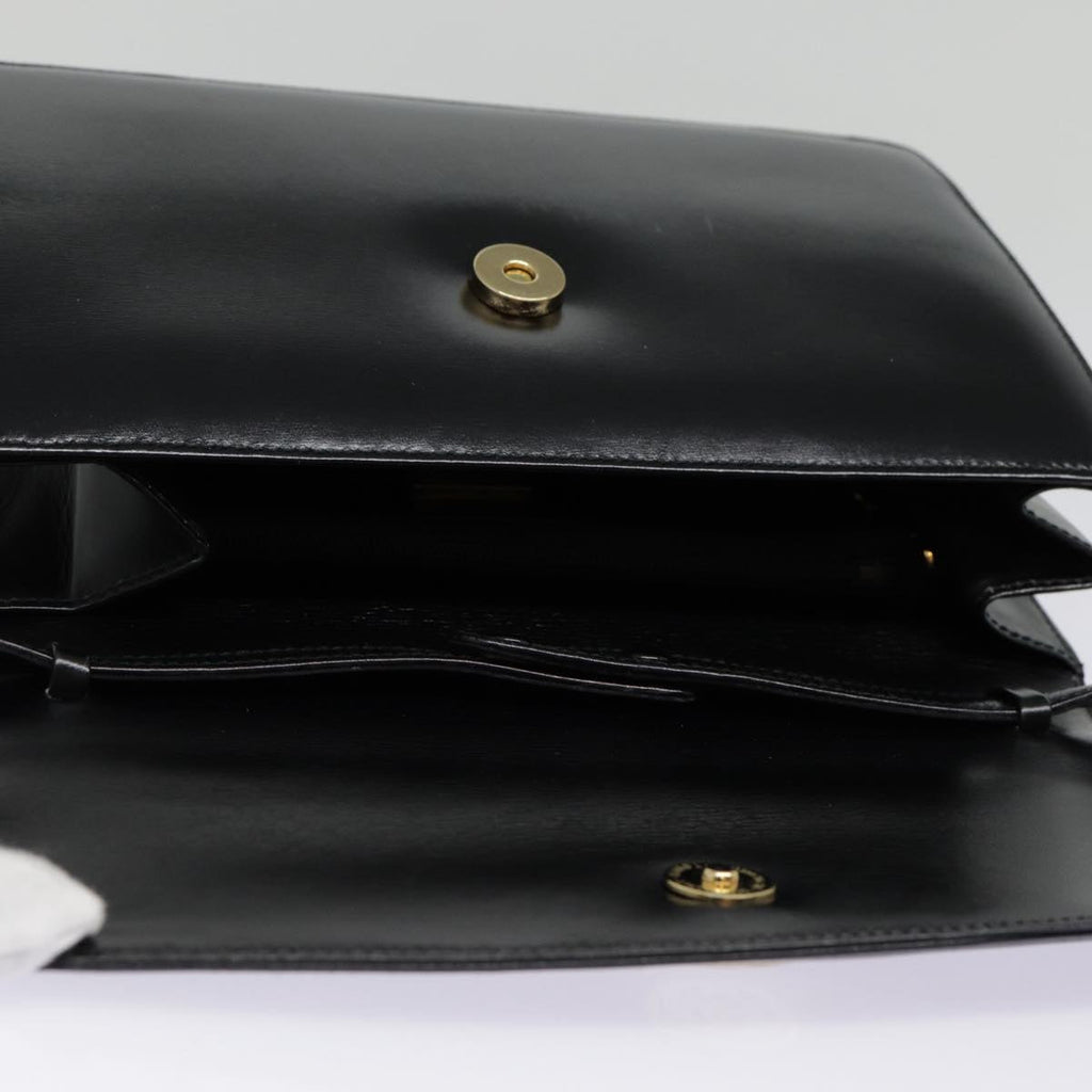 GUCCI Shoulder Bag Leather Black Gold 90362