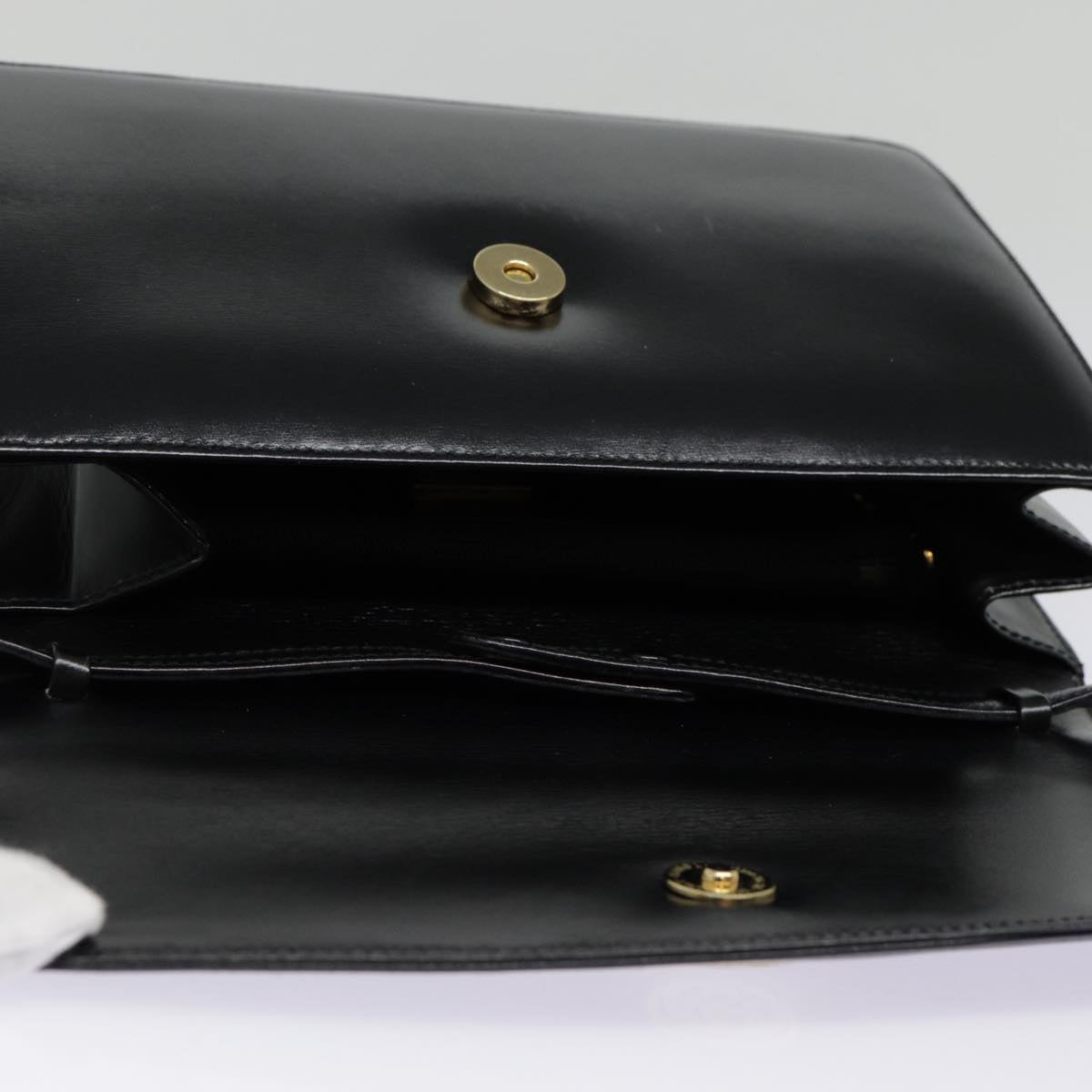 GUCCI Shoulder Bag Leather Black Gold 90362