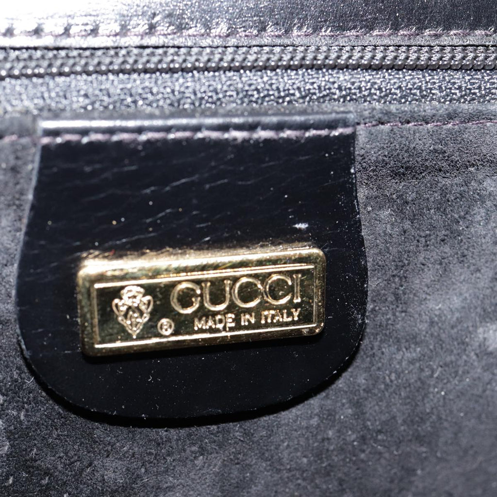 GUCCI Shoulder Bag Leather Black Gold 90362