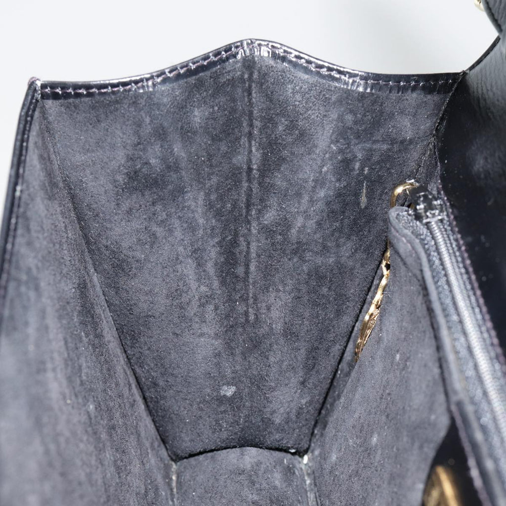 GUCCI Shoulder Bag Leather Black Gold 90362
