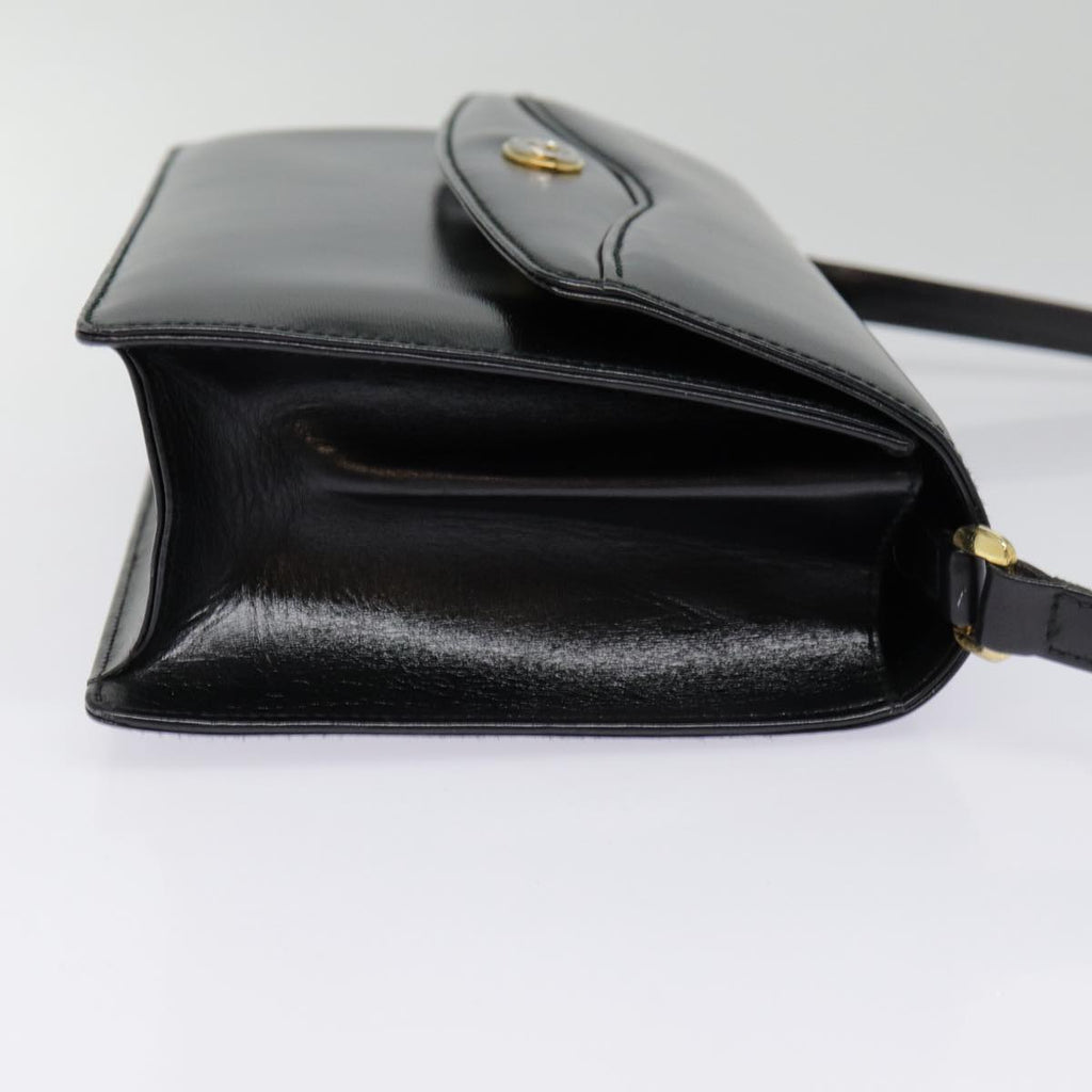 GUCCI Shoulder Bag Leather Black Gold 90362