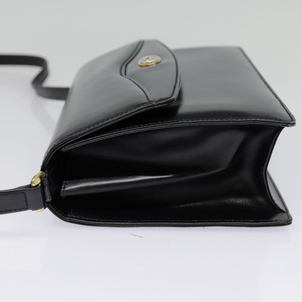 GUCCI Shoulder Bag Leather Black Gold 90362