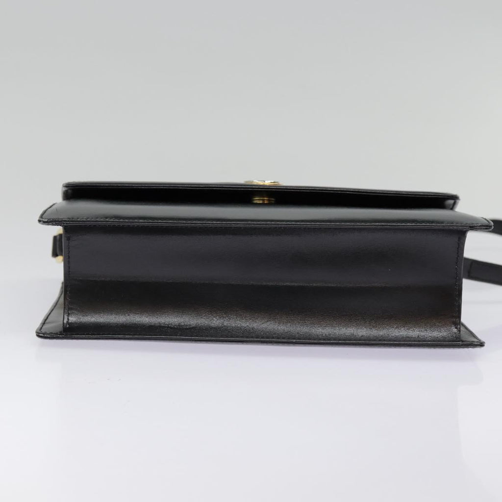 GUCCI Shoulder Bag Leather Black Gold 90362