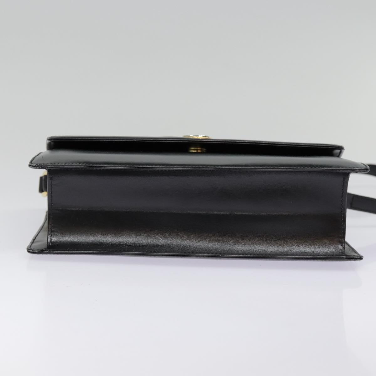 GUCCI Shoulder Bag Leather Black Gold 90362