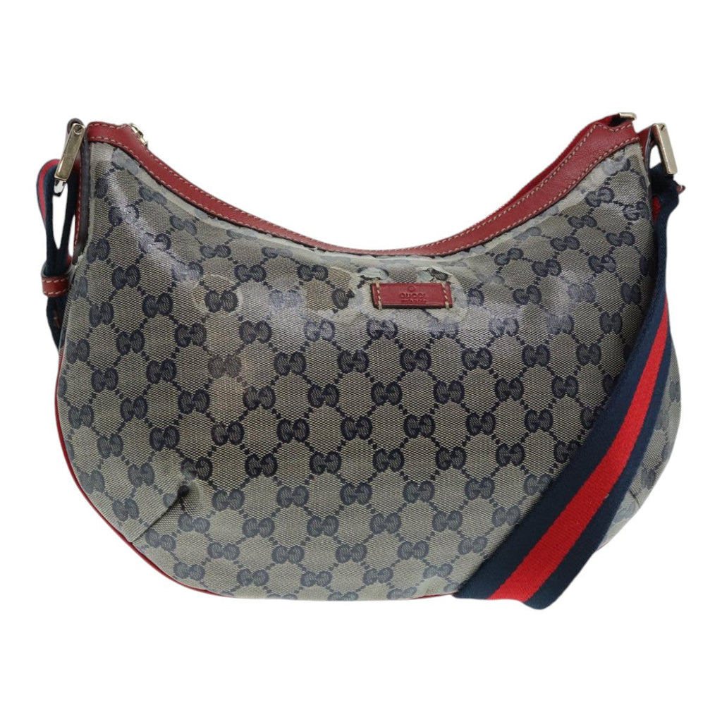 GUCCI GG Crystal Sherry Line Shoulder Bag Gold Red Navy 181092 90373
