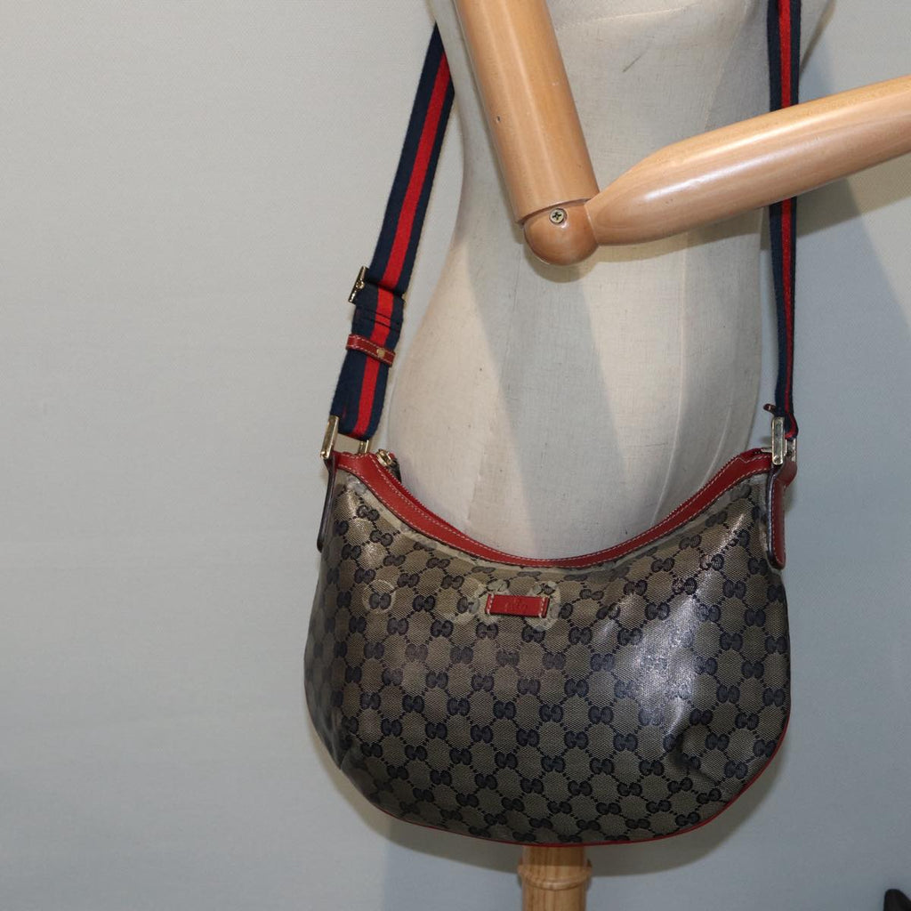 GUCCI GG Crystal Sherry Line Shoulder Bag Gold Red Navy 181092 90373
