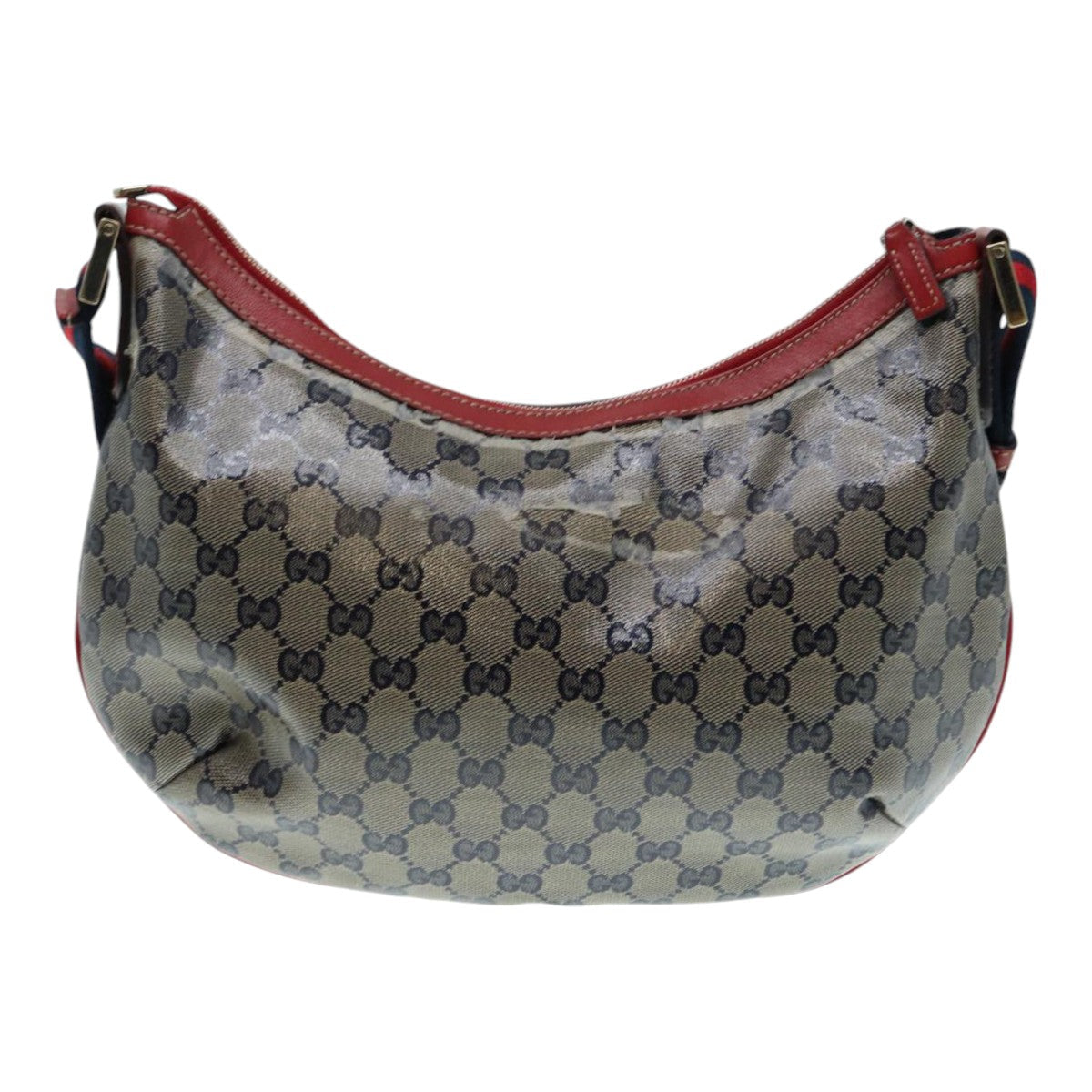 GUCCI GG Crystal Sherry Line Shoulder Bag Gold Red Navy 181092 90373