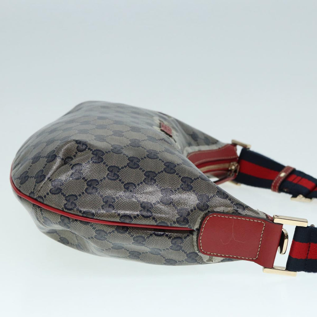 GUCCI GG Crystal Sherry Line Shoulder Bag Gold Red Navy 181092 90373