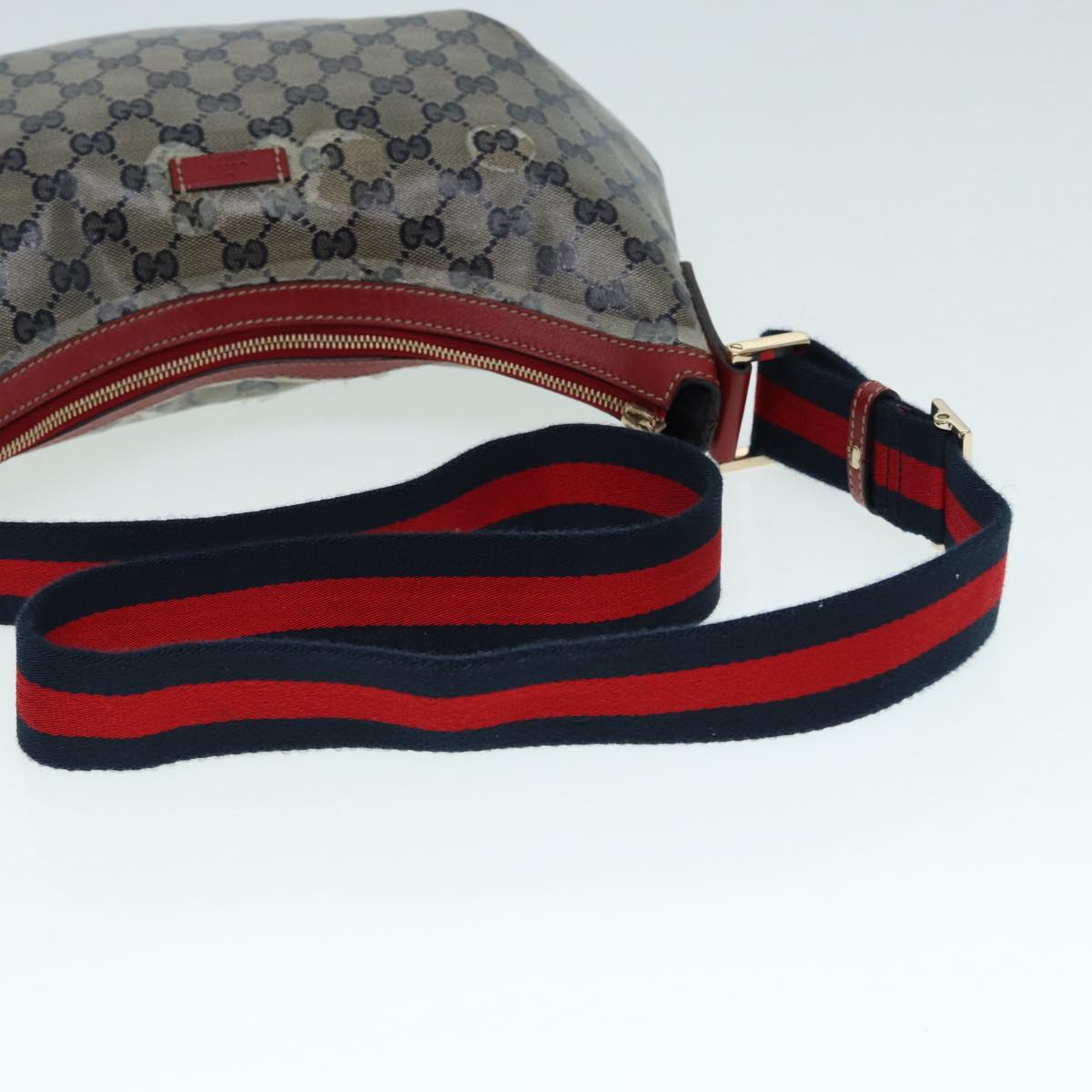 GUCCI GG Crystal Sherry Line Shoulder Bag Gold Red Navy 181092 90373