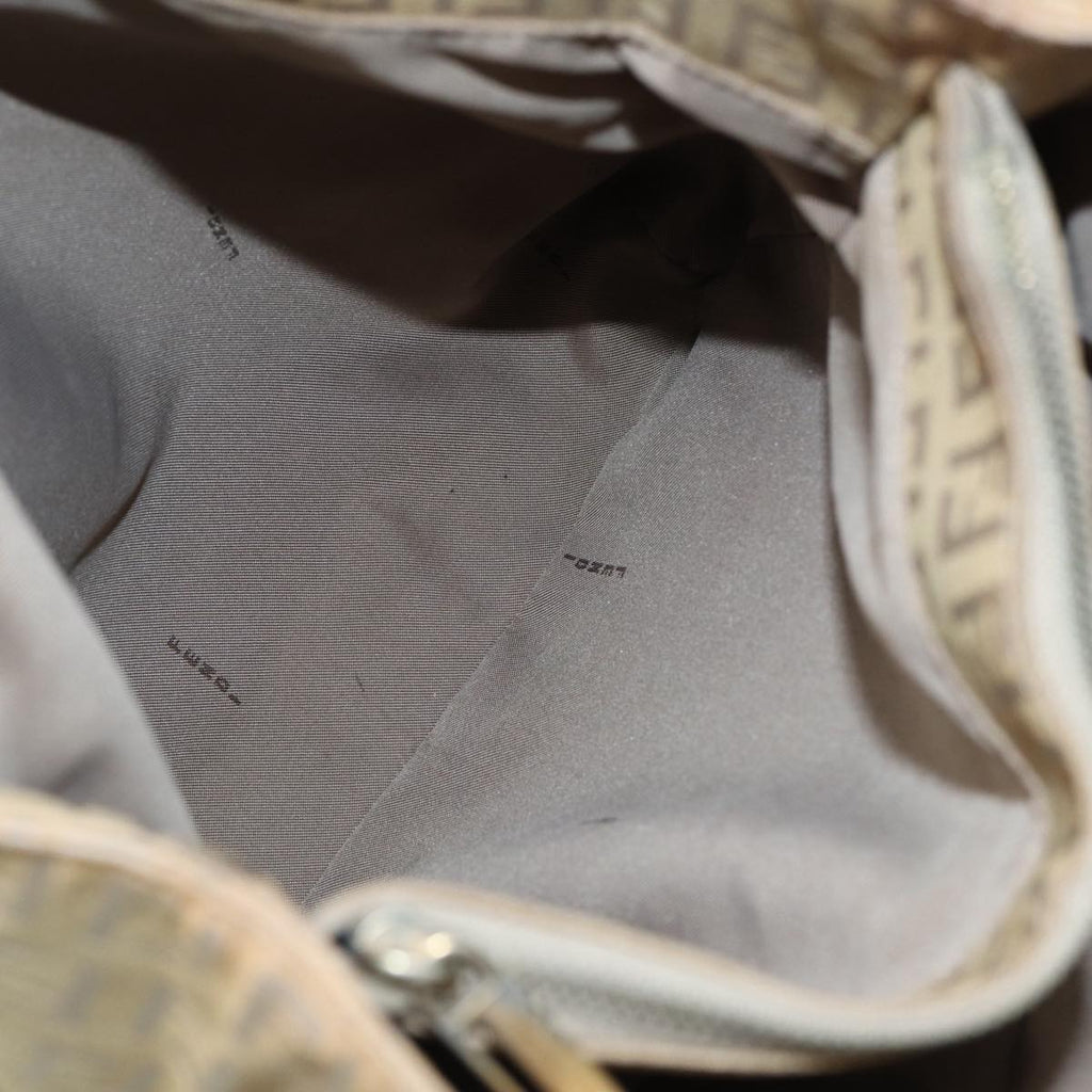 FENDI Zucchino Canvas Tote Bag Beige Gold 90378