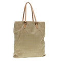 FENDI Zucchino Canvas Tote Bag Beige Gold 90378