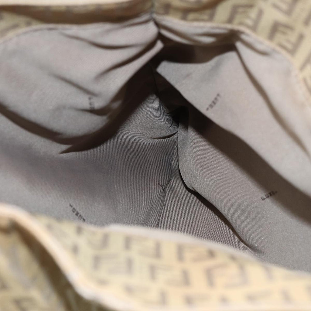 FENDI Zucchino Canvas Tote Bag Beige Gold 90378