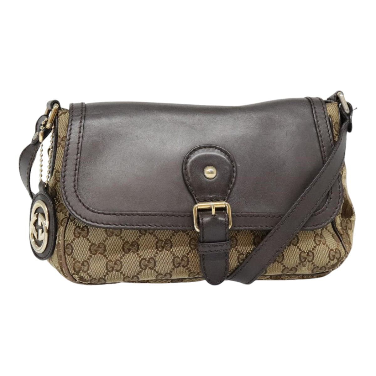 GUCCI GG Canvas Shoulder Bag Beige Gold 308452 90387
