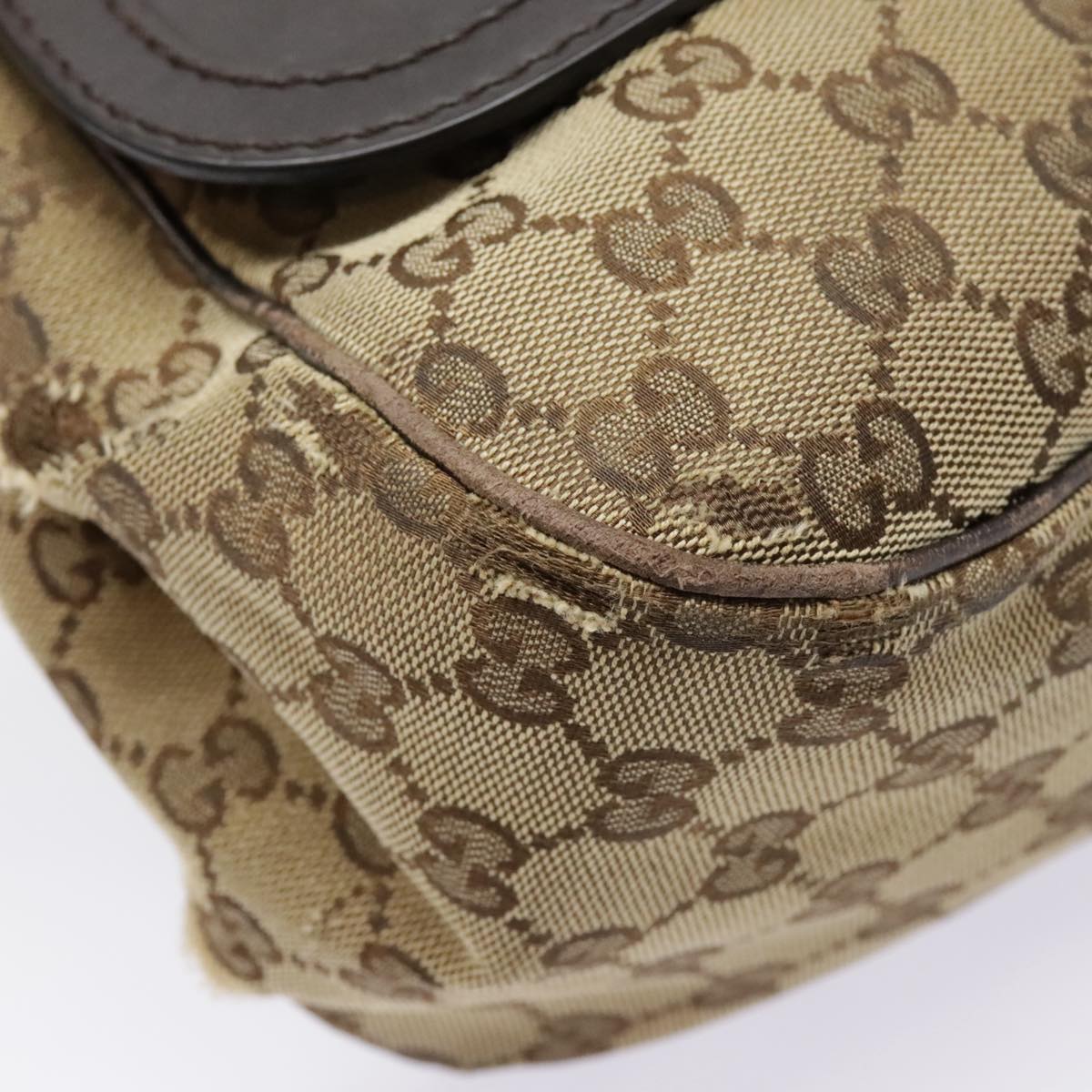 GUCCI GG Canvas Shoulder Bag Beige Gold 308452 90387