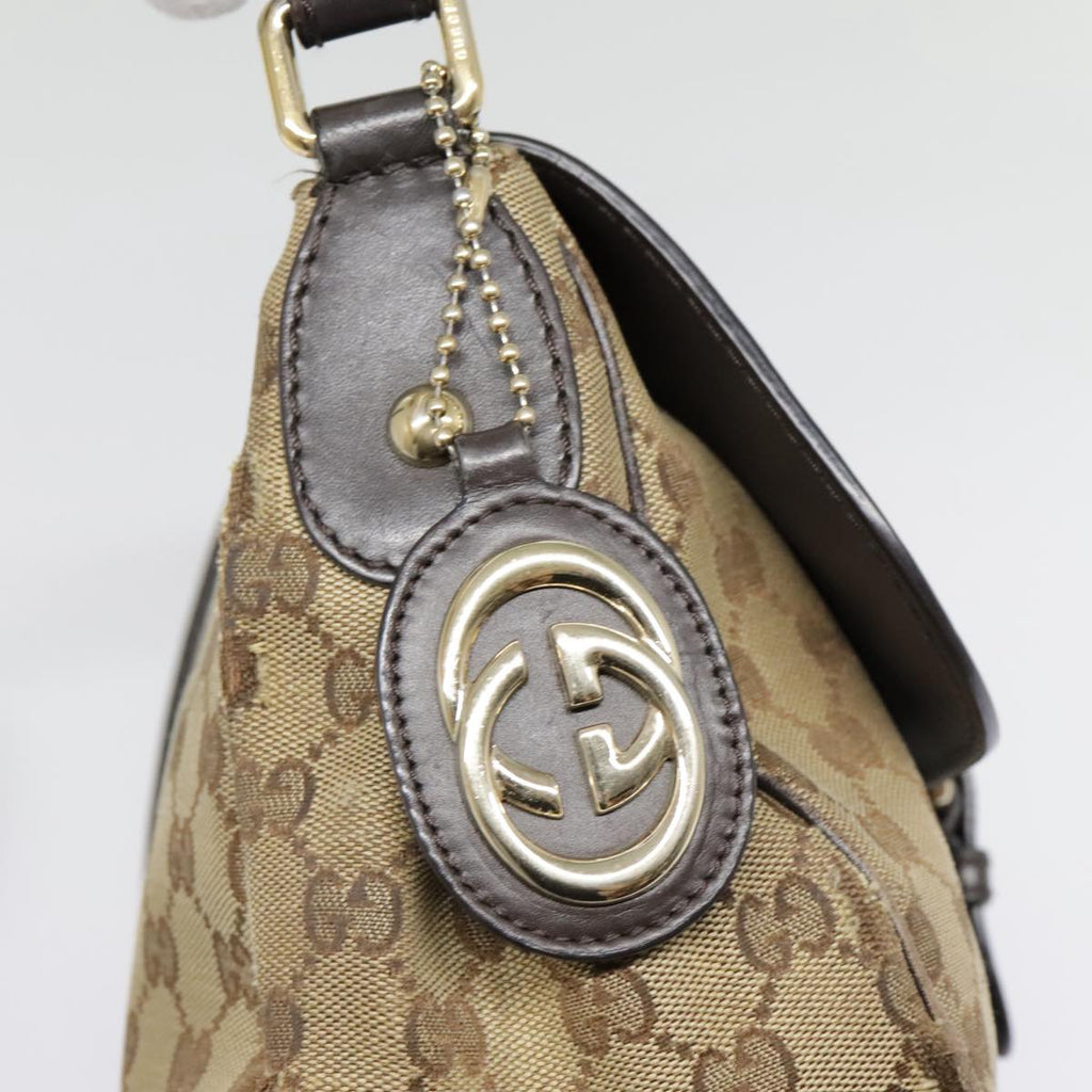 GUCCI GG Canvas Shoulder Bag Beige Gold 308452 90387