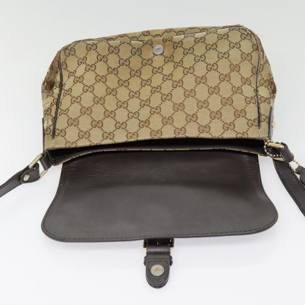 GUCCI GG Canvas Shoulder Bag Beige Gold 308452 90387