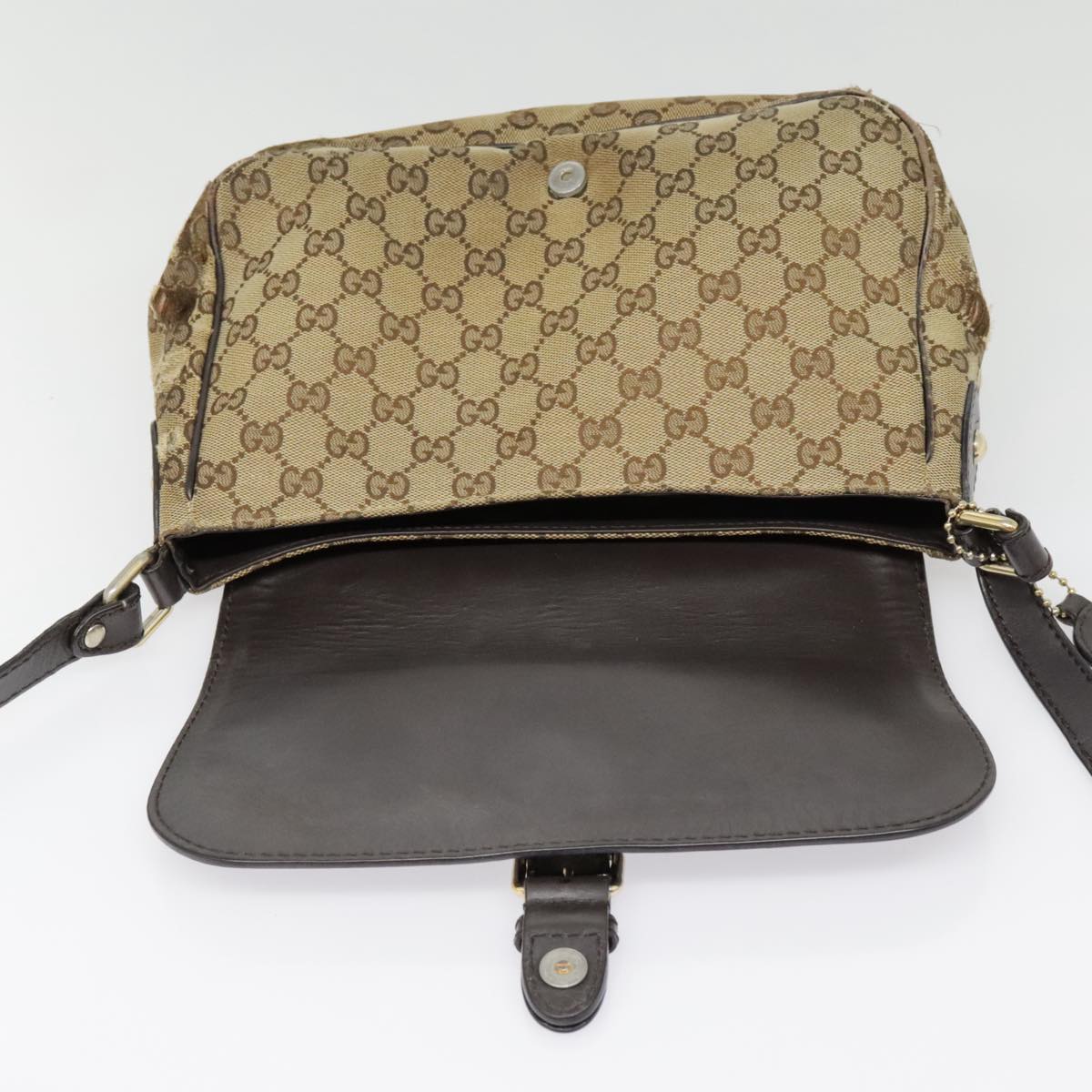 GUCCI GG Canvas Shoulder Bag Beige Gold 308452 90387