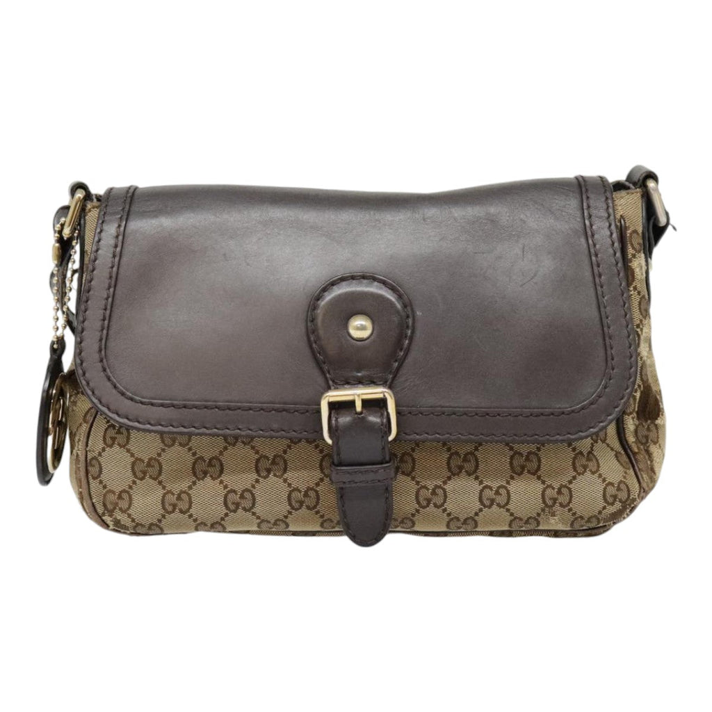 GUCCI GG Canvas Shoulder Bag Beige Gold 308452 90387