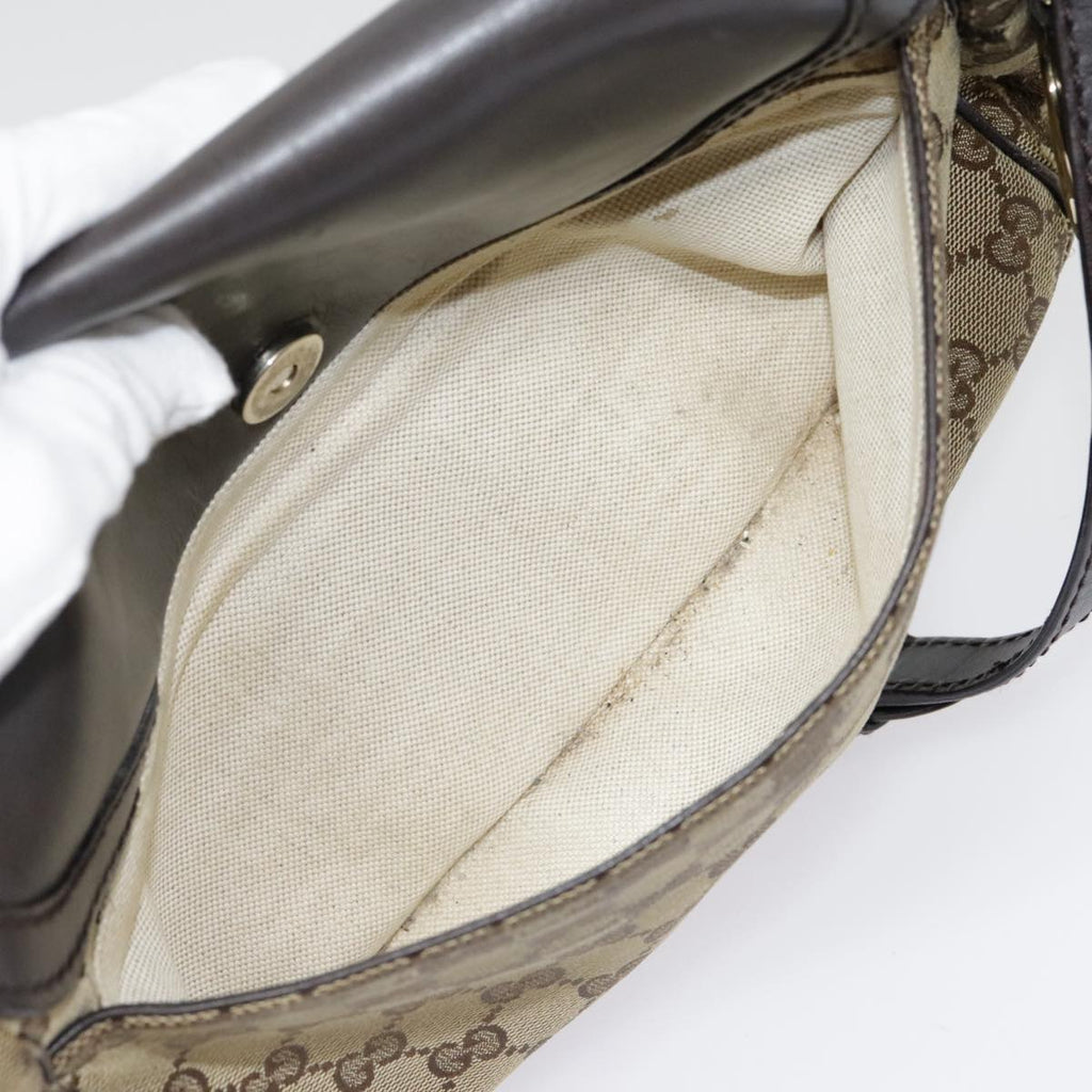 GUCCI GG Canvas Shoulder Bag Beige Gold 308452 90387