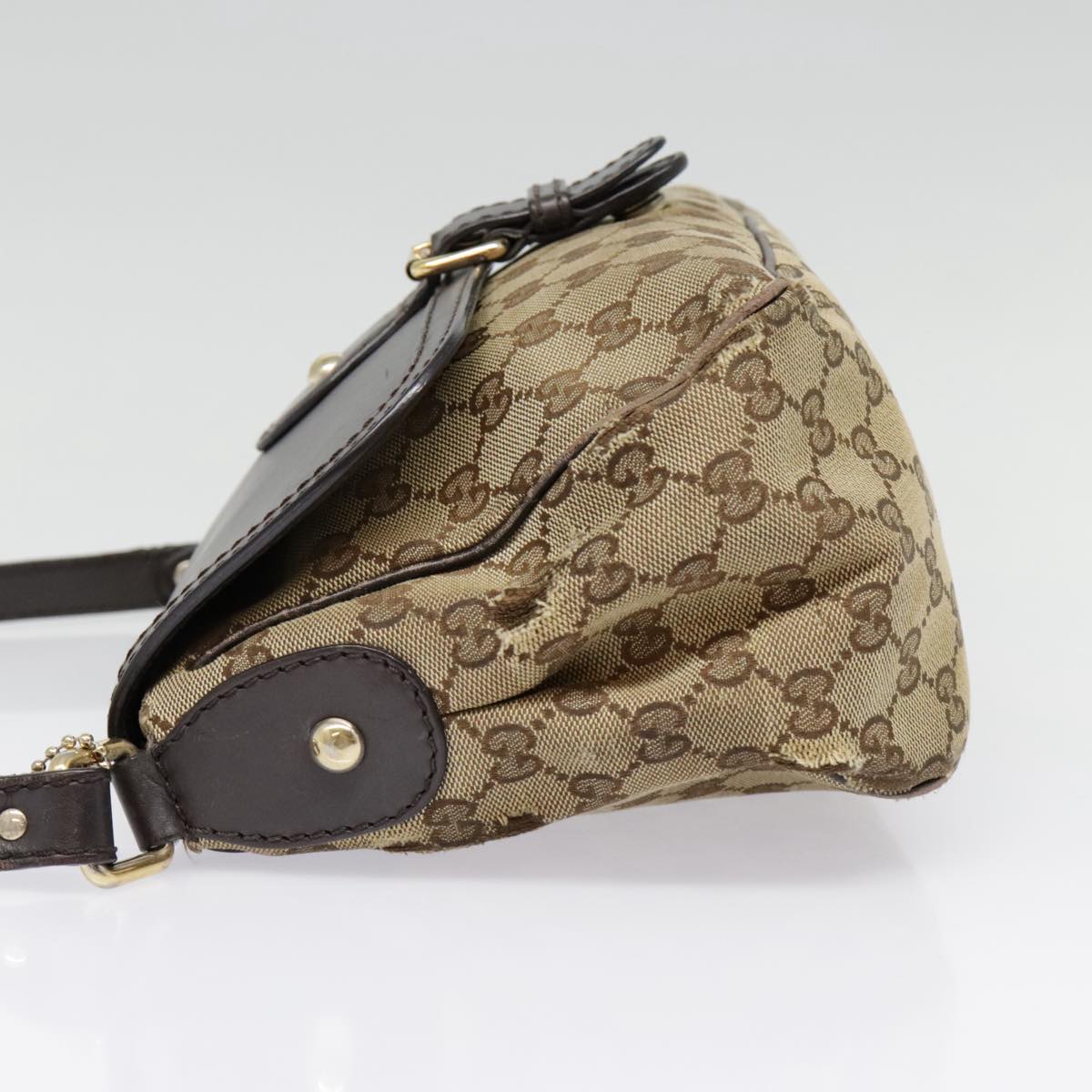 GUCCI GG Canvas Shoulder Bag Beige Gold 308452 90387