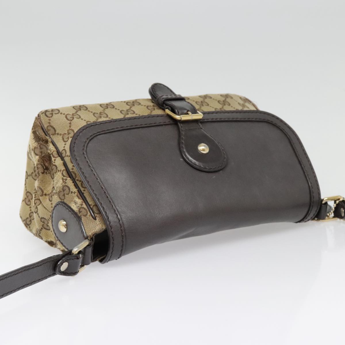 GUCCI GG Canvas Shoulder Bag Beige Gold 308452 90387