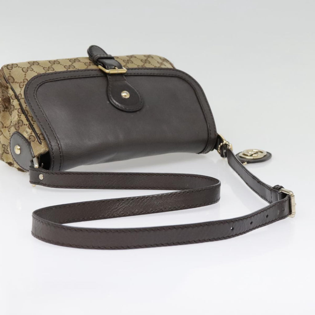 GUCCI GG Canvas Shoulder Bag Beige Gold 308452 90387