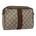 GUCCI GG Supreme Web Sherry Line Clutch Bag PVC Beige Red 89 01 012 90398