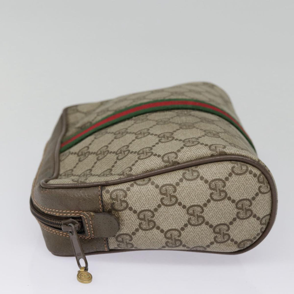 GUCCI GG Supreme Web Sherry Line Clutch Bag PVC Beige Red 89 01 012 90398