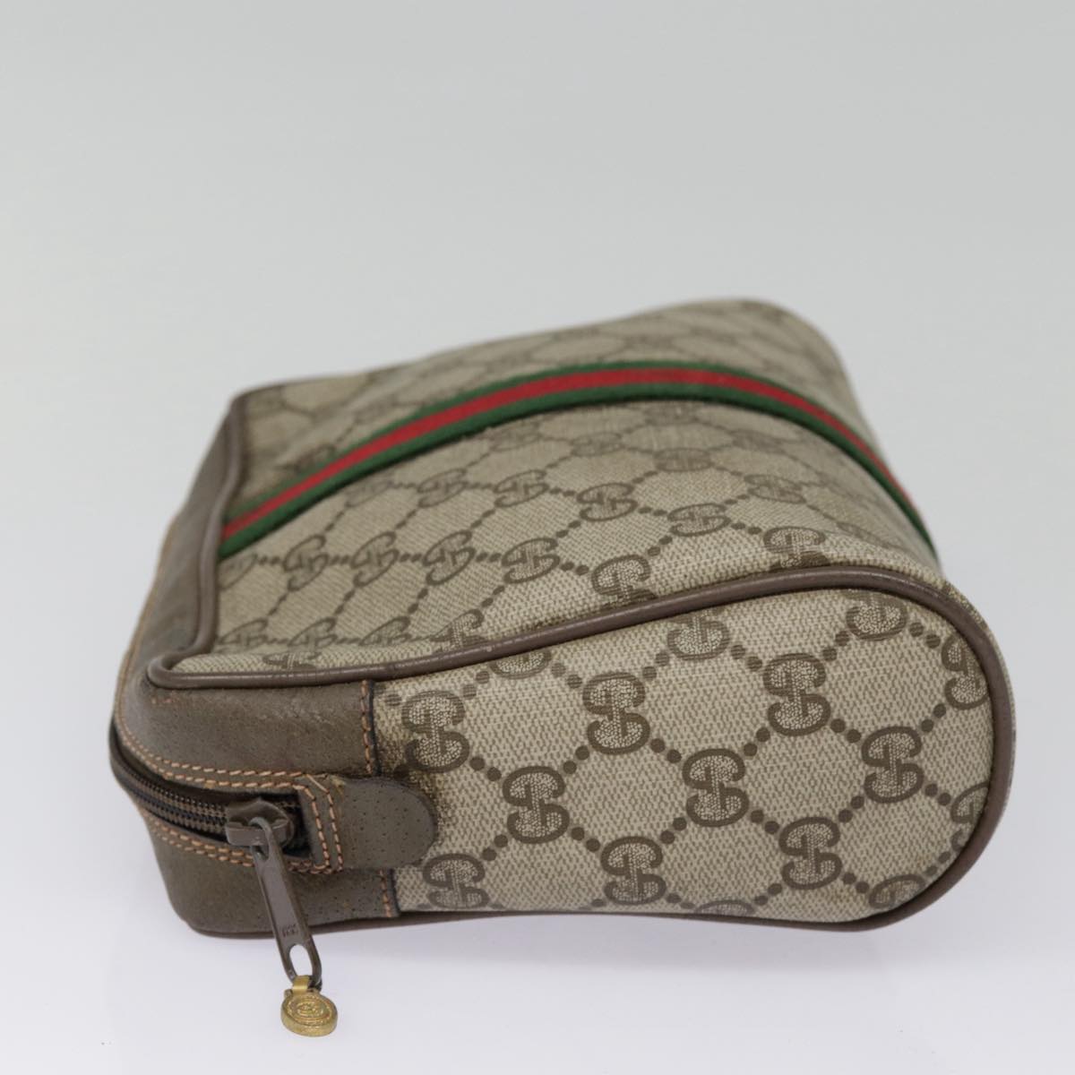 GUCCI GG Supreme Web Sherry Line Clutch Bag PVC Beige Red 89 01 012 90398