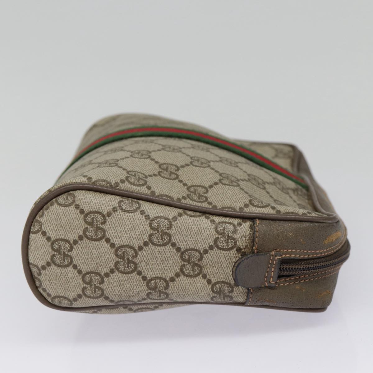 GUCCI GG Supreme Web Sherry Line Clutch Bag PVC Beige Red 89 01 012 90398