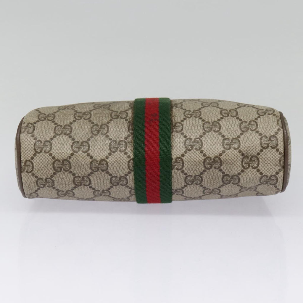 GUCCI GG Supreme Web Sherry Line Clutch Bag PVC Beige Red 89 01 012 90398