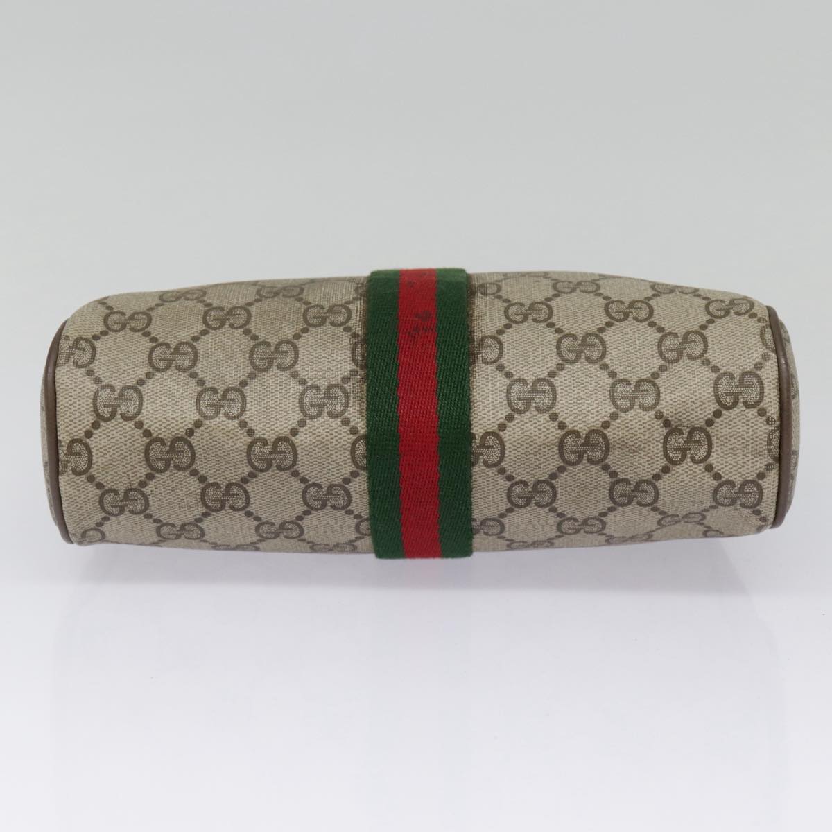 GUCCI GG Supreme Web Sherry Line Clutch Bag PVC Beige Red 89 01 012 90398