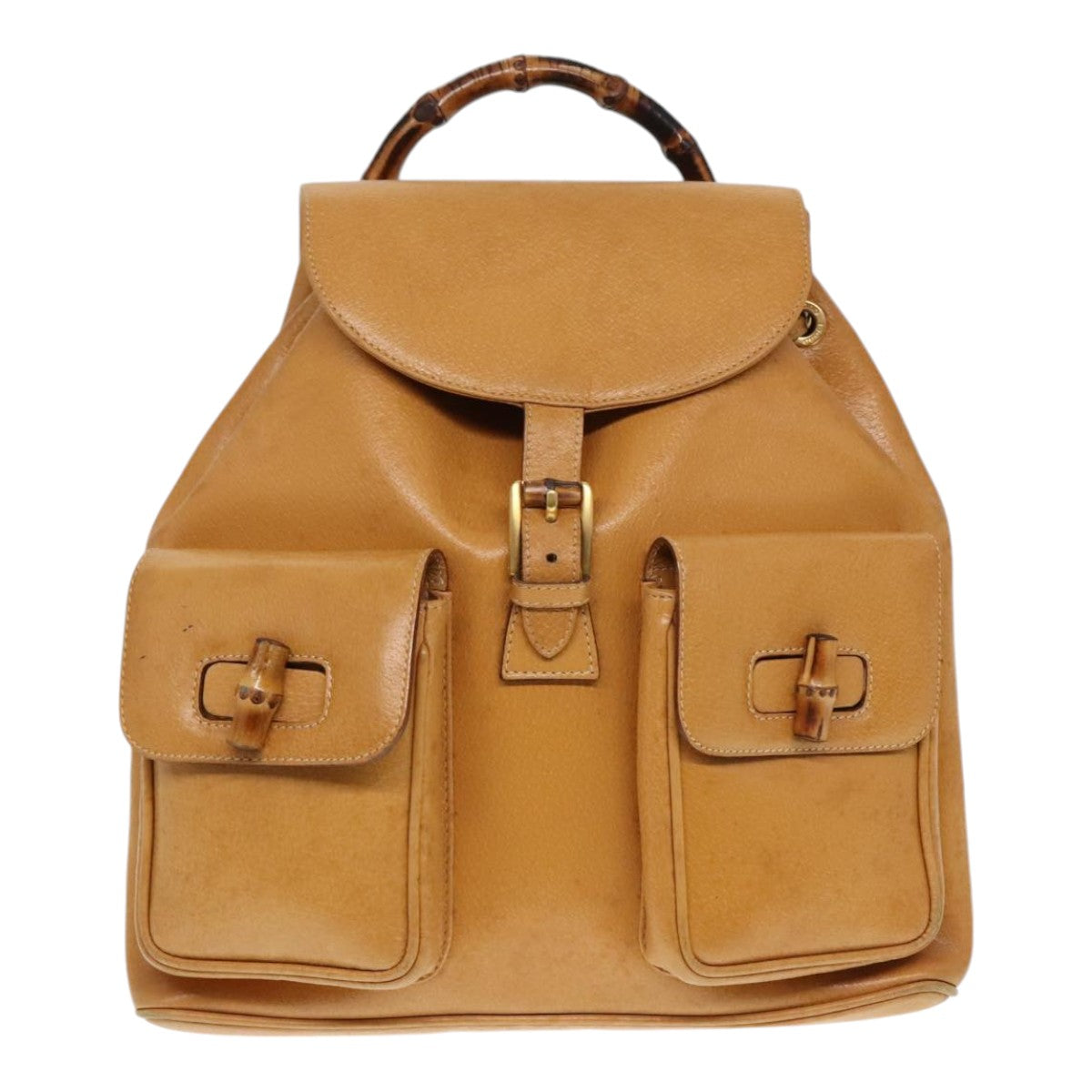GUCCI Bamboo Backpack Leather Beige Gold 003 2058 0016 90402