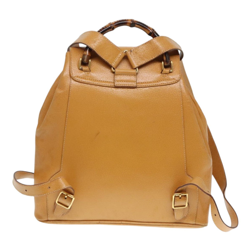 GUCCI Bamboo Backpack Leather Beige Gold 003 2058 0016 90402