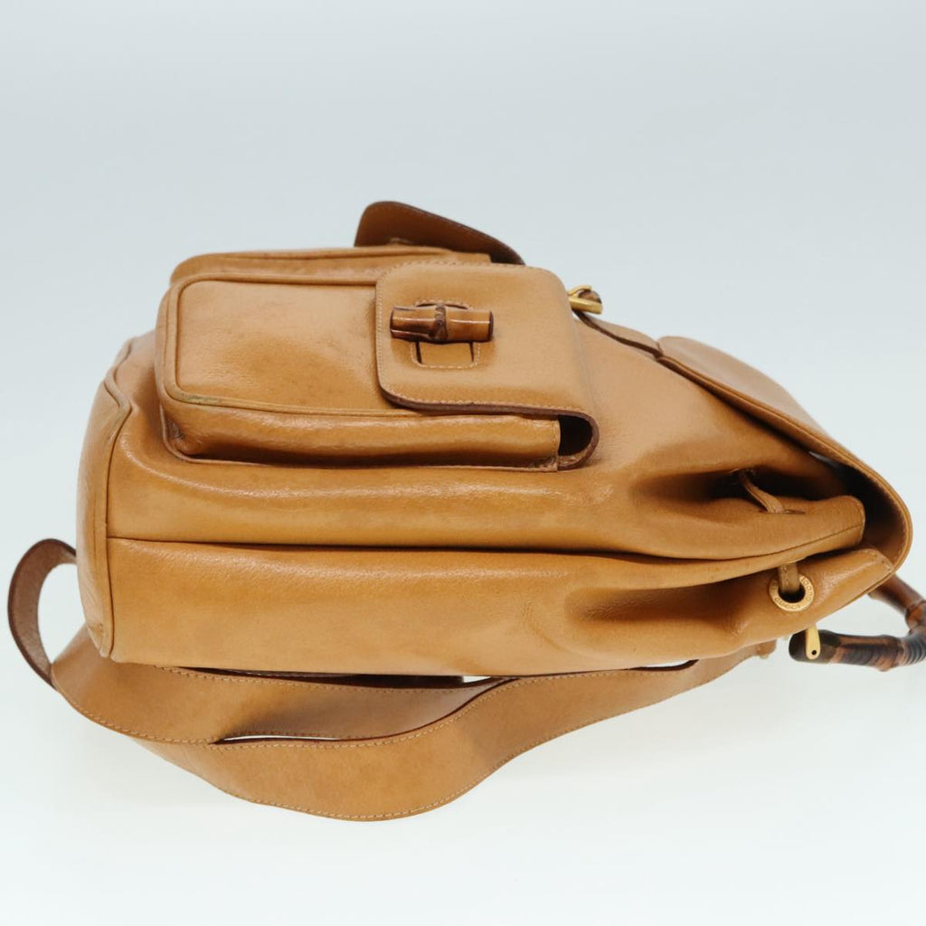 GUCCI Bamboo Backpack Leather Beige Gold 003 2058 0016 90402