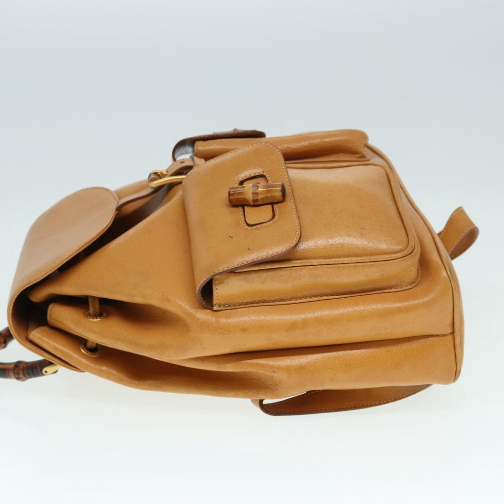 GUCCI Bamboo Backpack Leather Beige Gold 003 2058 0016 90402
