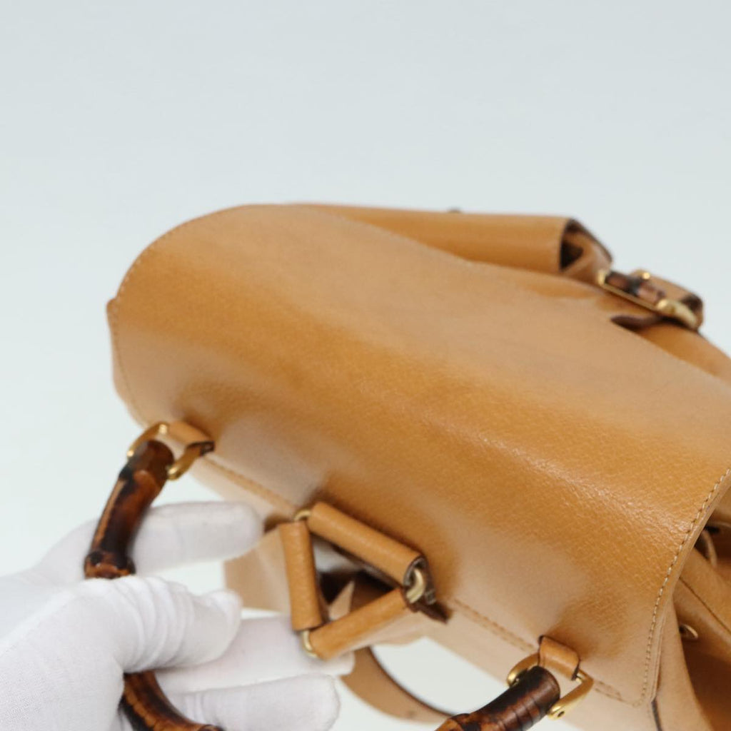 GUCCI Bamboo Backpack Leather Beige Gold 003 2058 0016 90402