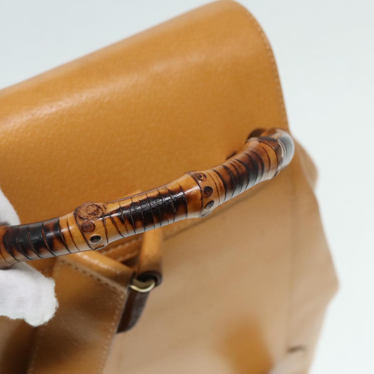 GUCCI Bamboo Backpack Leather Beige Gold 003 2058 0016 90402