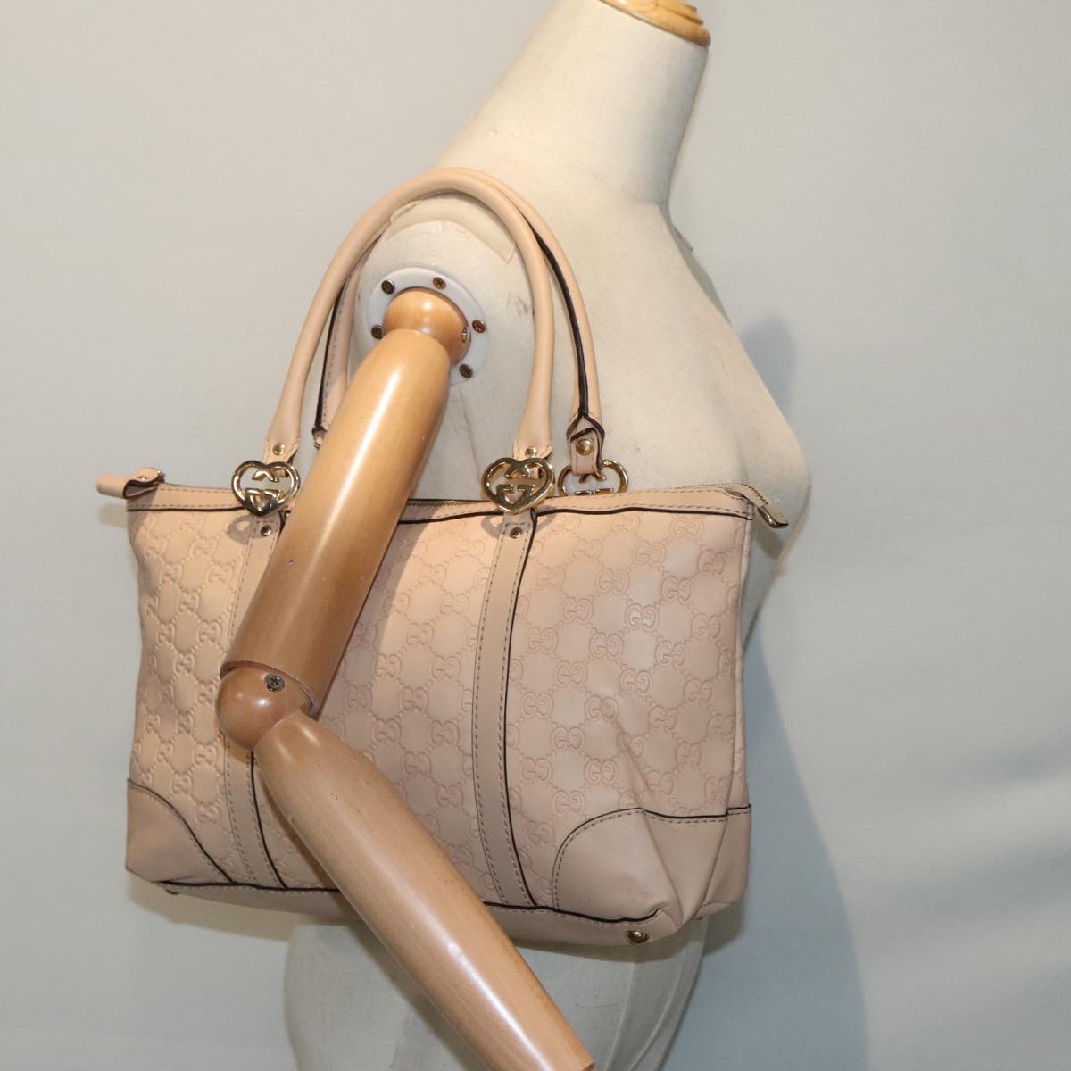 GUCCI GG Canvas Lovely Hand Bag Beige Gold 257069 90406