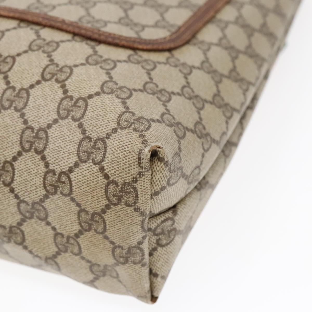 GUCCI GG Supreme Web Supreme Tote Bag PVC Leather Beige 39 02 003 90419