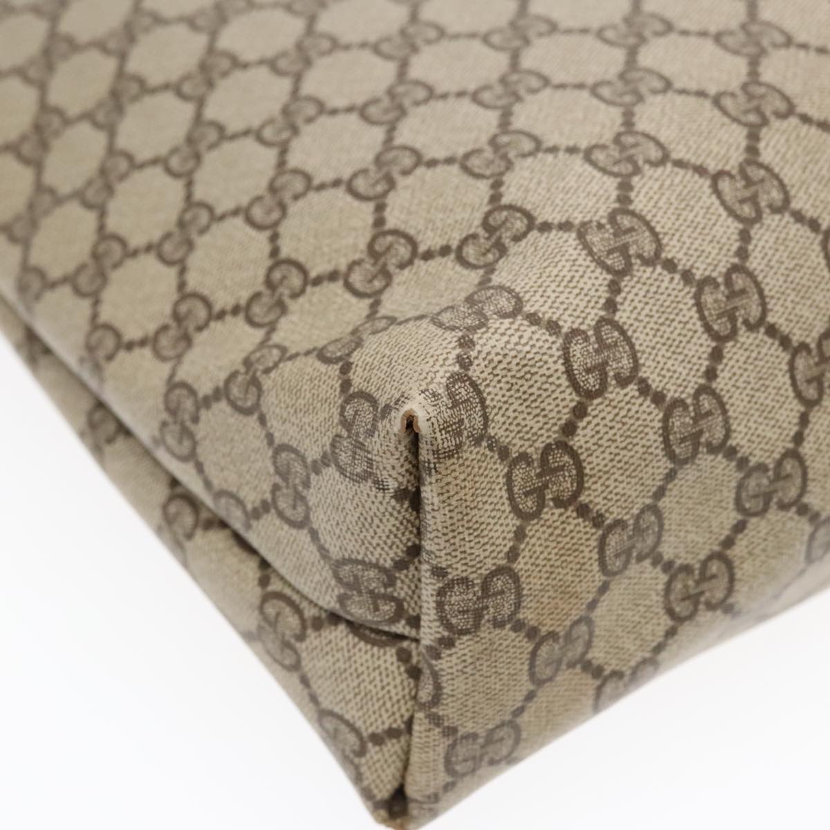 GUCCI GG Supreme Web Supreme Tote Bag PVC Leather Beige 39 02 003 90419