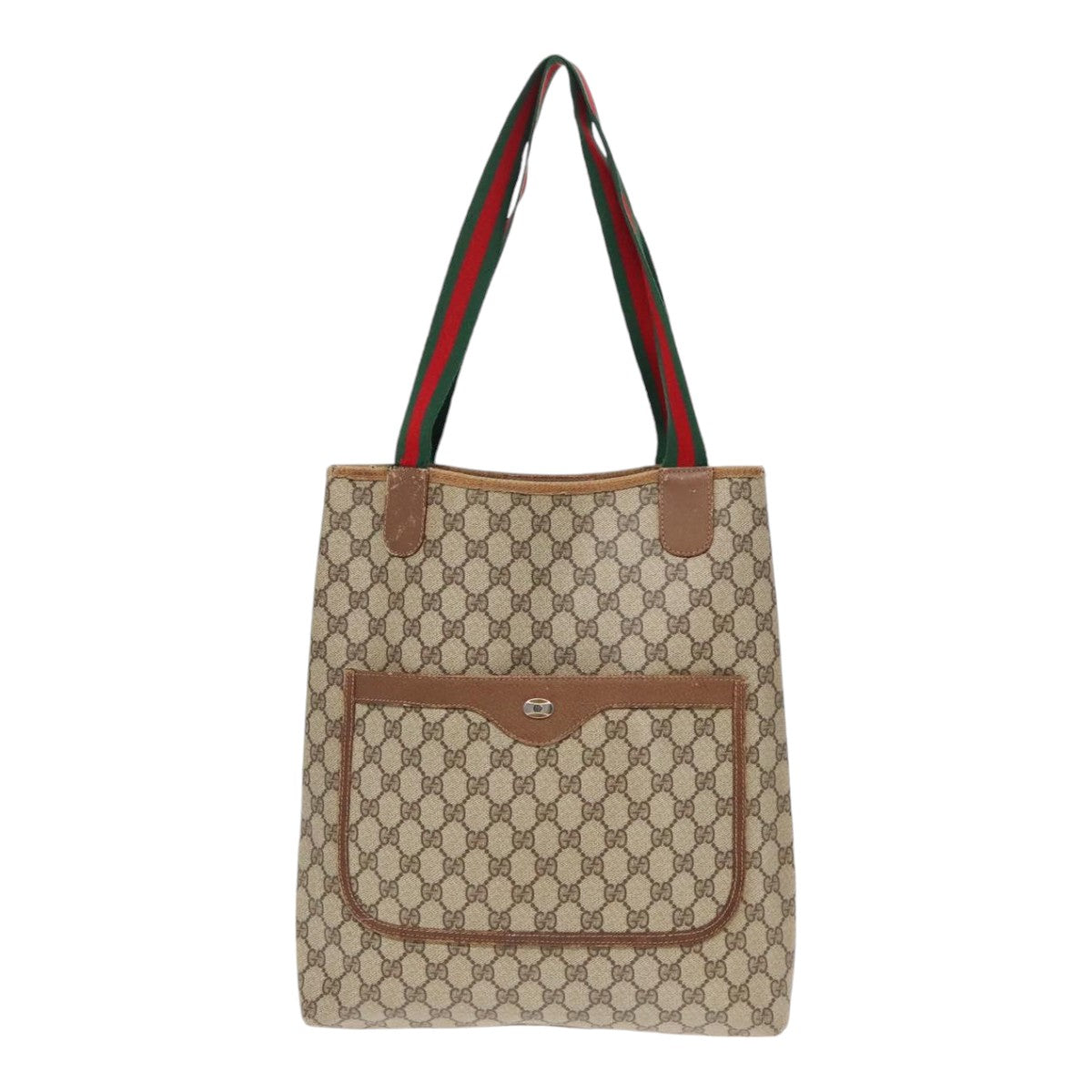 GUCCI GG Supreme Web Supreme Tote Bag PVC Leather Beige 39 02 003 90419