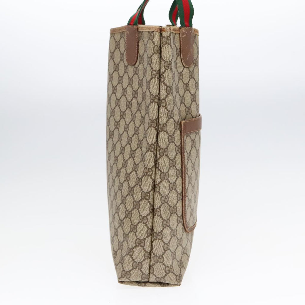 GUCCI GG Supreme Web Supreme Tote Bag PVC Leather Beige 39 02 003 90419