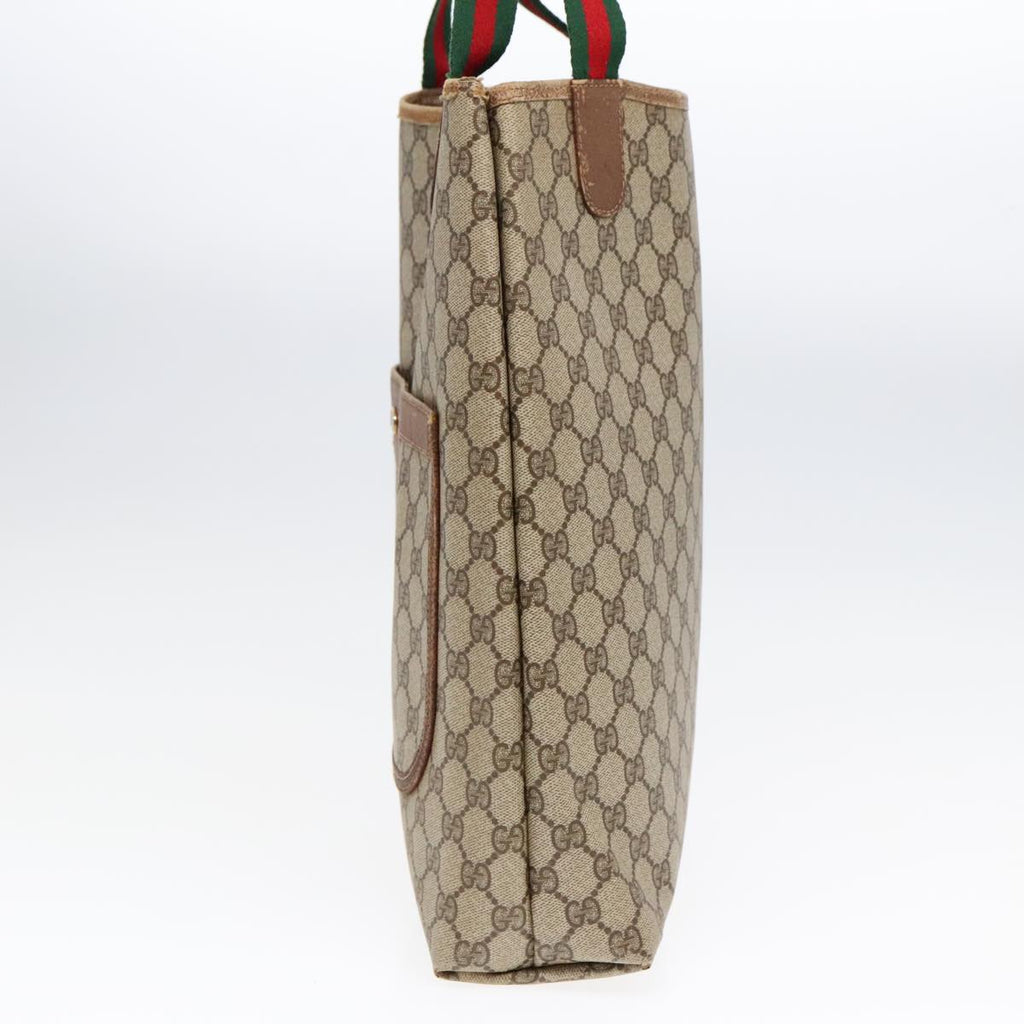 GUCCI GG Supreme Web Supreme Tote Bag PVC Leather Beige 39 02 003 90419