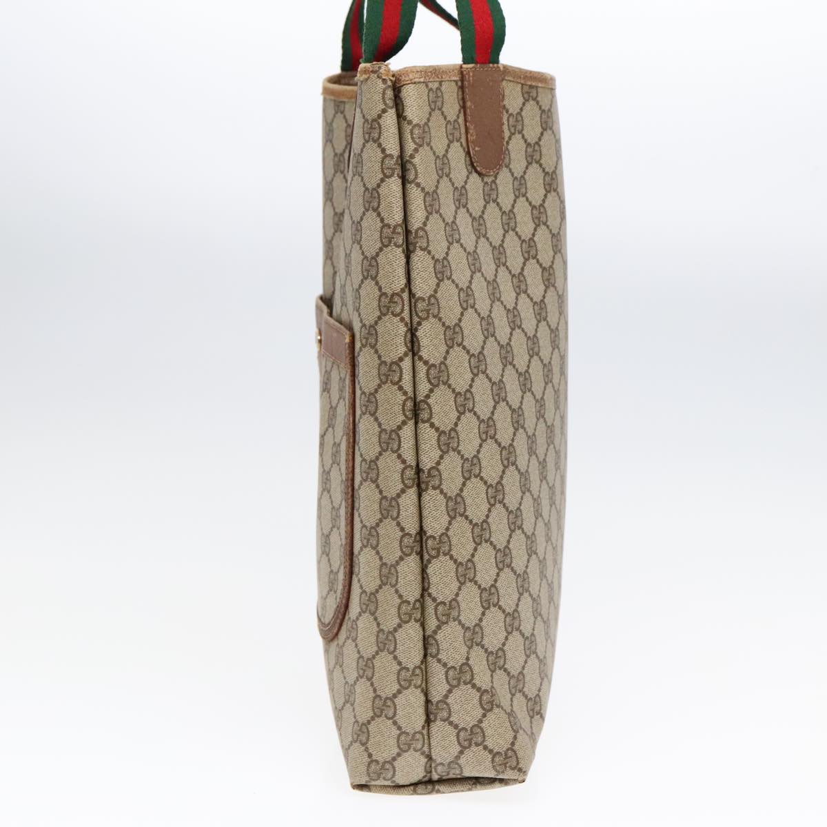 GUCCI GG Supreme Web Supreme Tote Bag PVC Leather Beige 39 02 003 90419